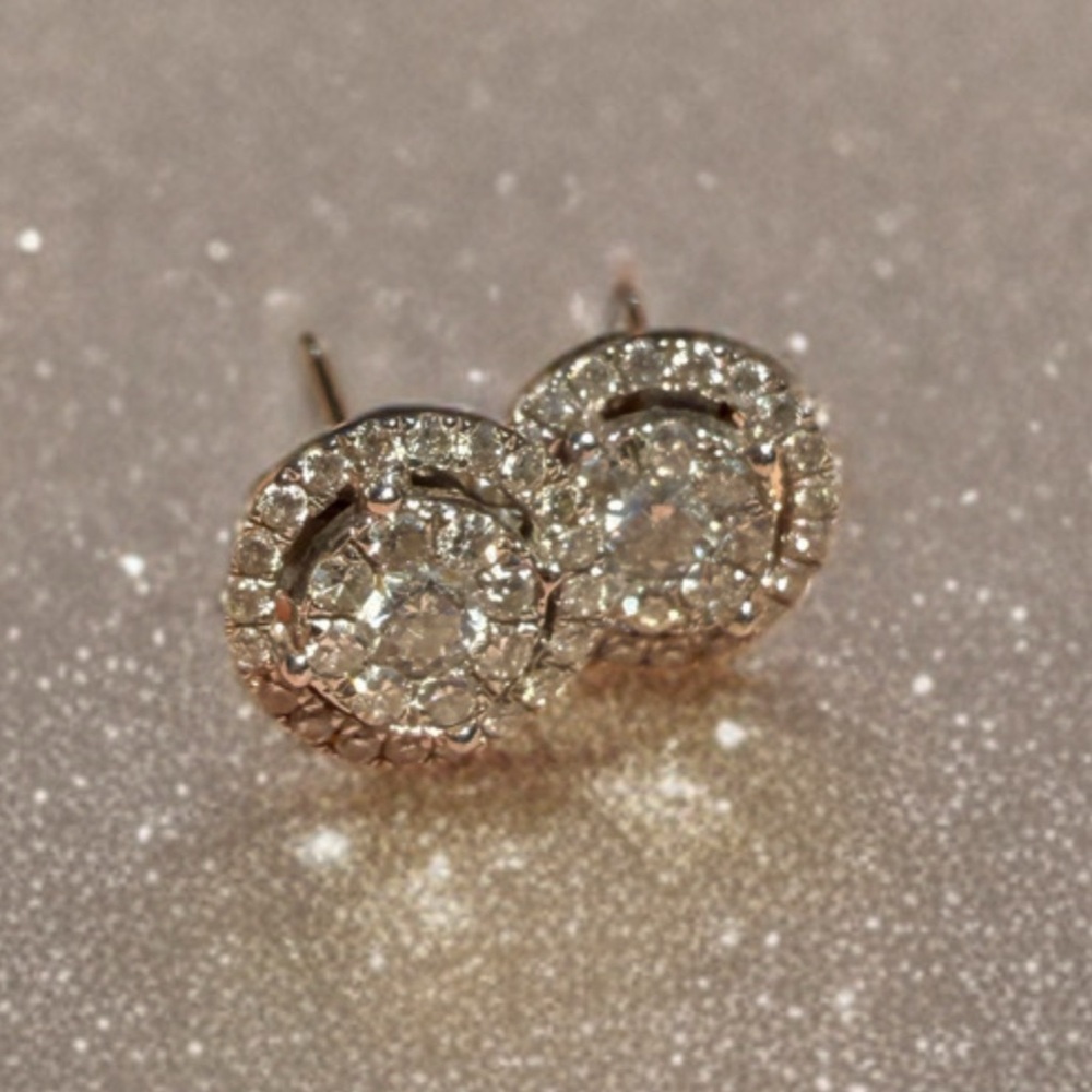 Genuine 14K White Gold Real Diamond Stud Earrings – Timeless Sparkle & Luxury